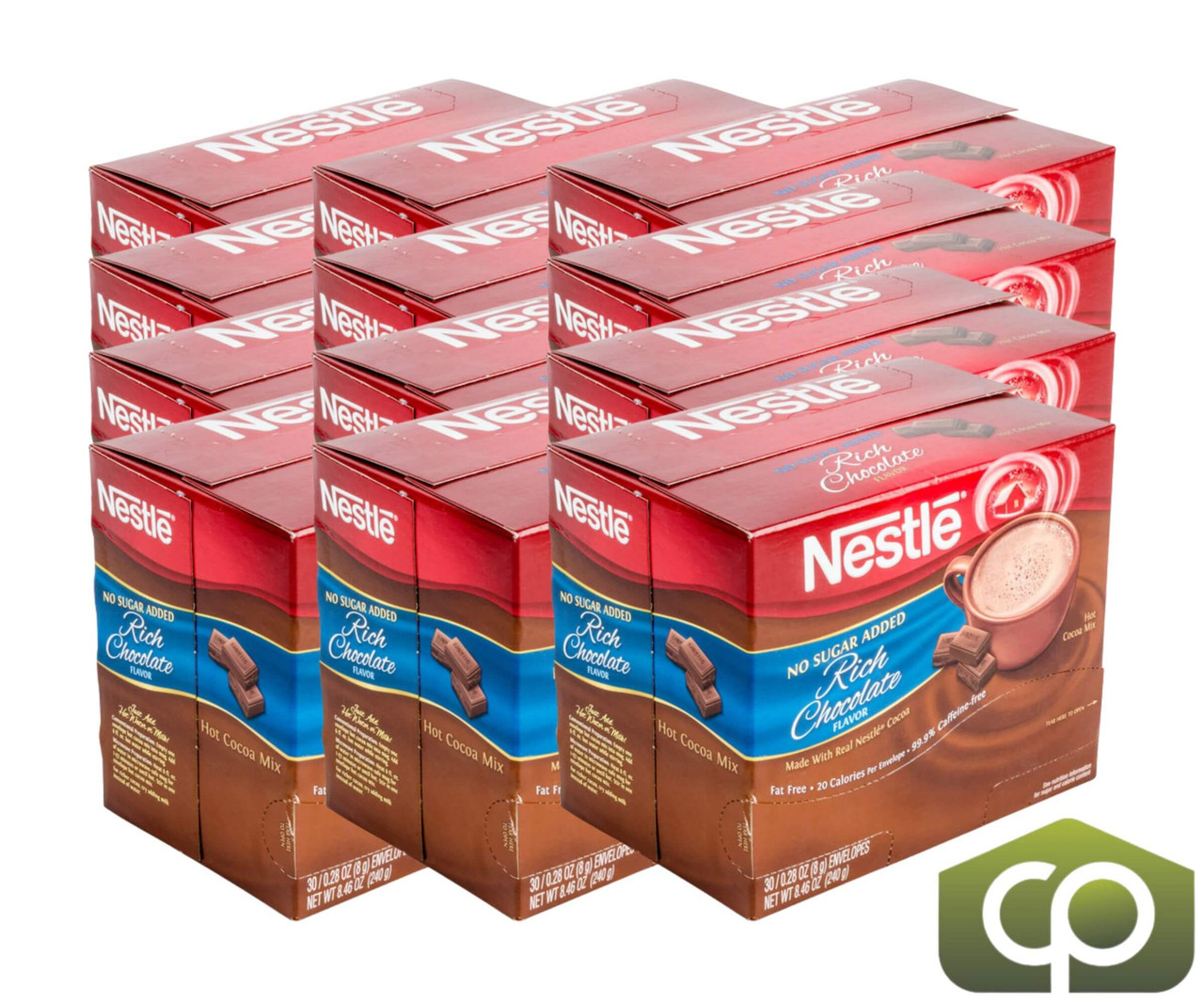 Nestle No Sugar Added Hot Cocoa Mix Packet - 30/Box - Rich & Creamy(12/Case)-Chicken Pieces