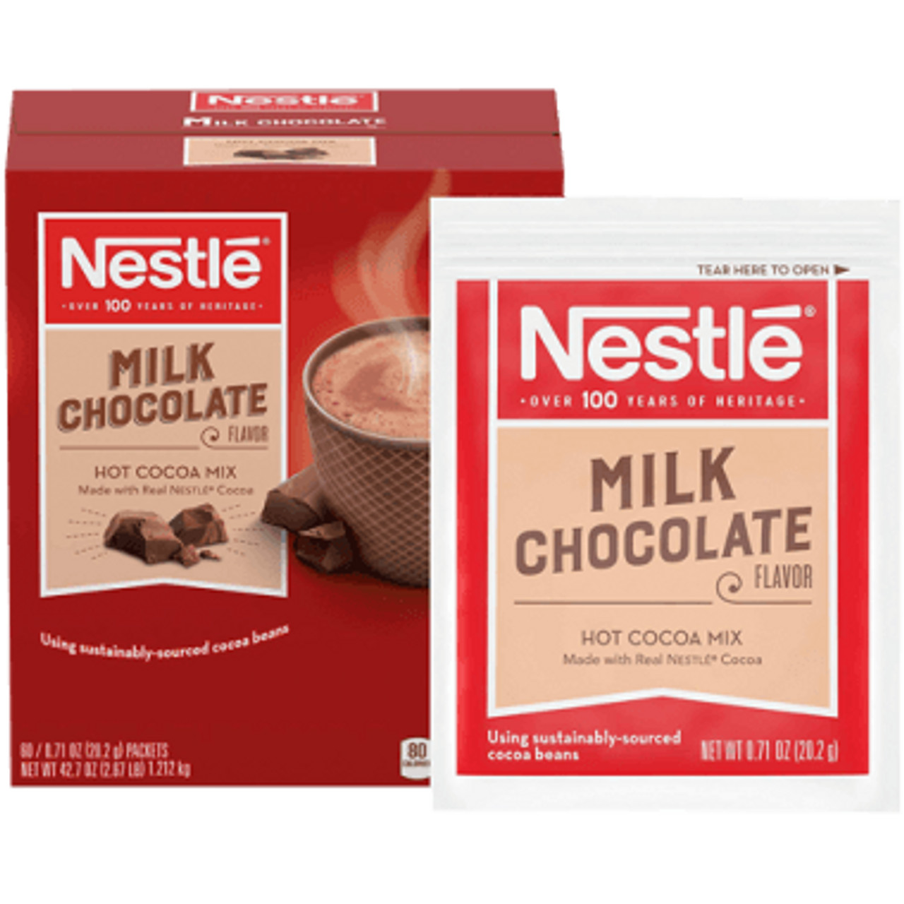 Nestle Milk Chocolate Hot Cocoa Mix Packet 60 Count - 6/Case | Smooth and Creamy-Chicken Pieces