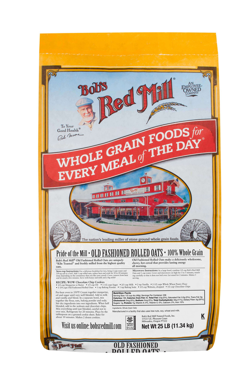 Bob's Red Mill 25 lb. (11.34 kg) Gluten-Free Whole Grain Rolled Oats-Chicken Pieces
