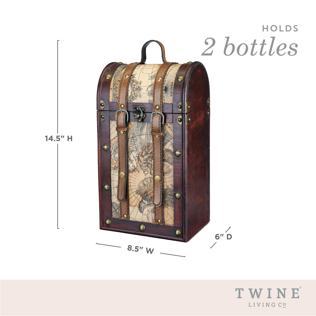 2 Bottle Old World Wooden Wine Box by Twine®