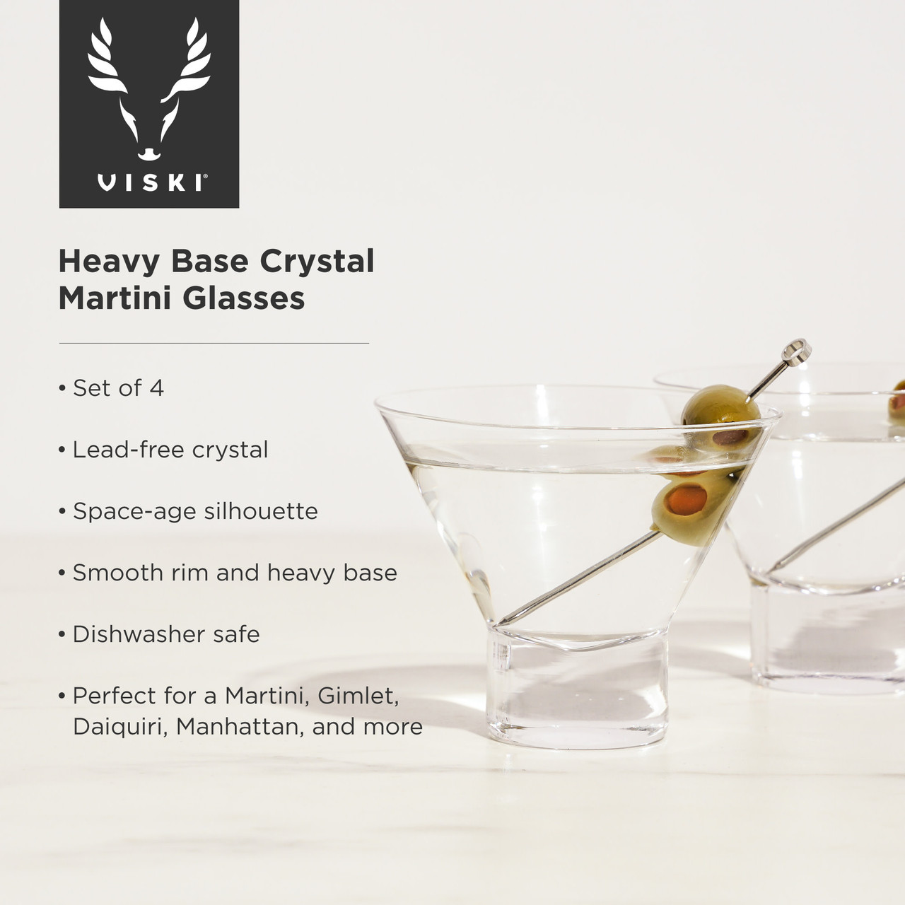 Heavy Base Crystal Martini Glasses by Viski®