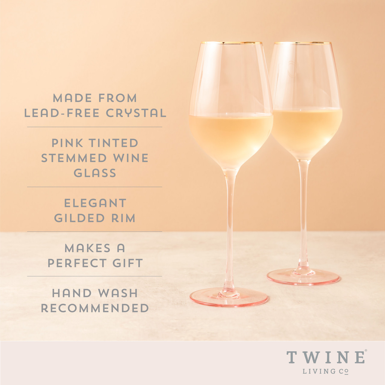 Rose Crystal White Wine Glass Set by Twine®