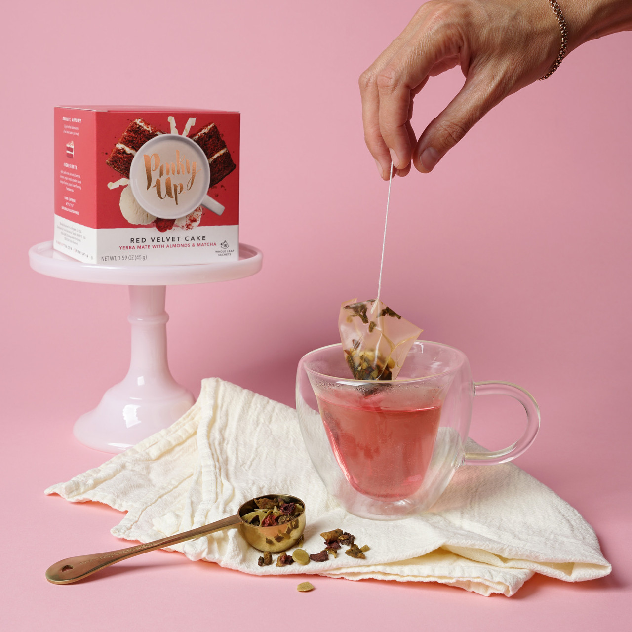 Red Velvet Cake Pyramid Tea Sachets by Pinky Up