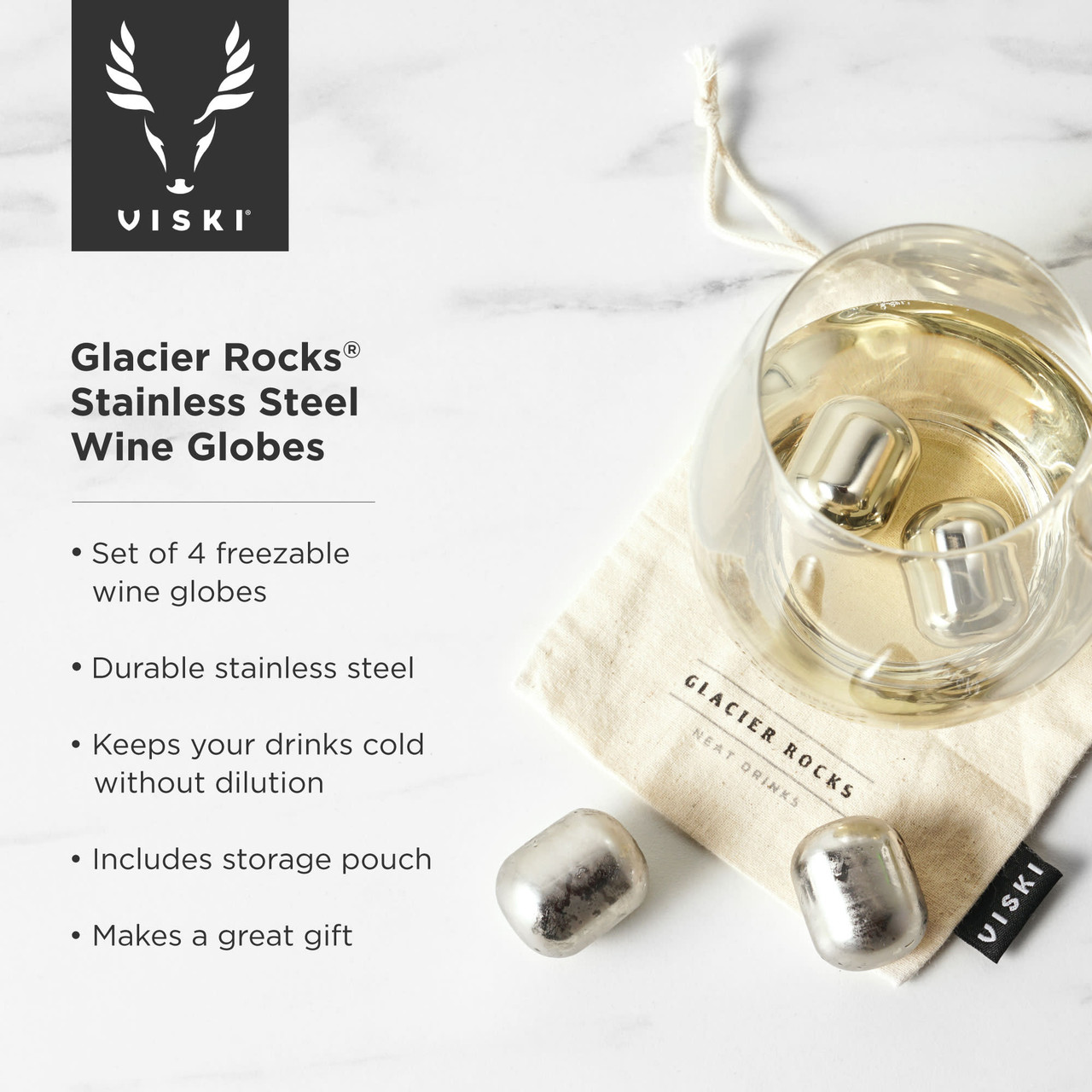 Glacier Rocks® Stainless Steel Wine Globes by Viski®