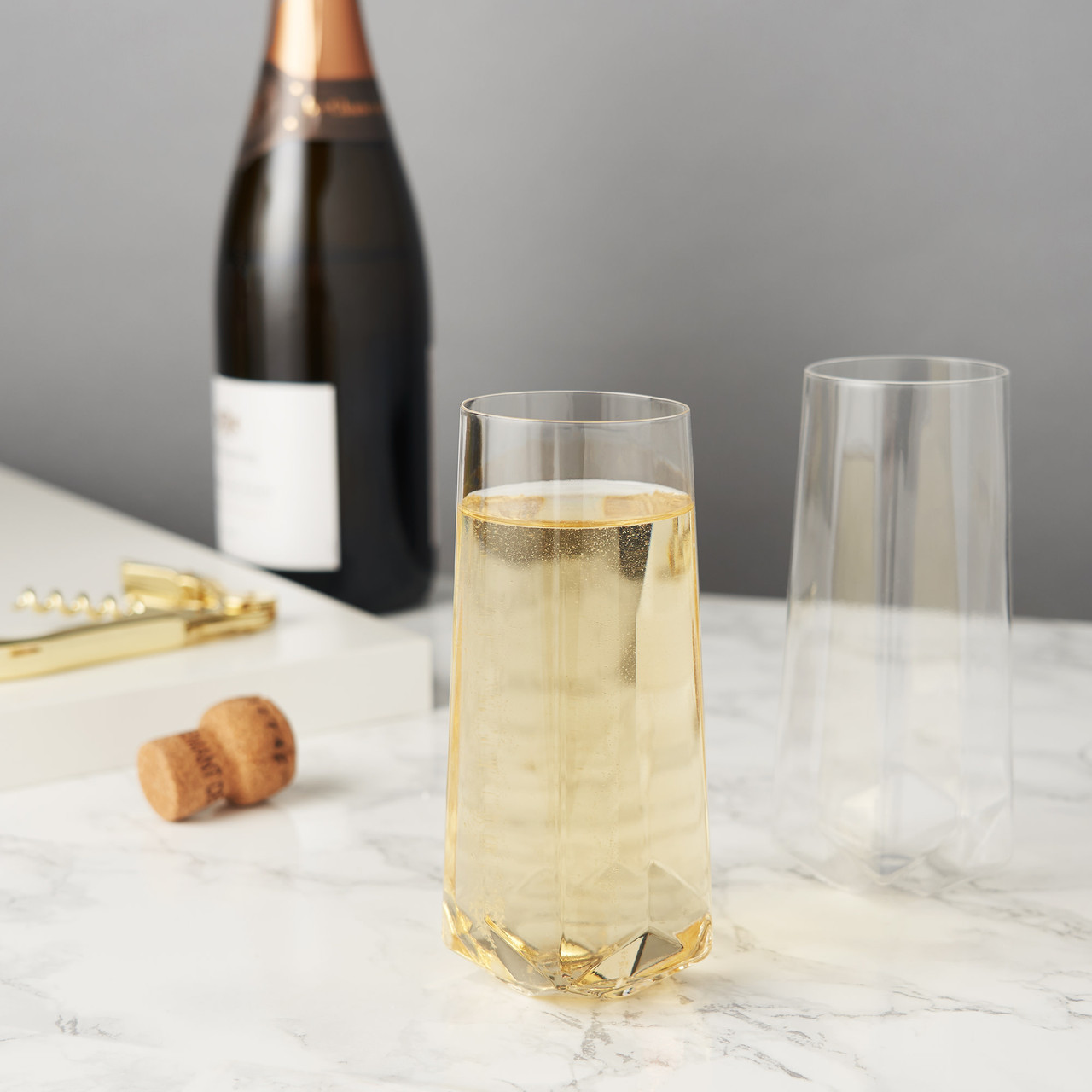 Faceted Crystal Stemless Champagne Flutes by Viski®