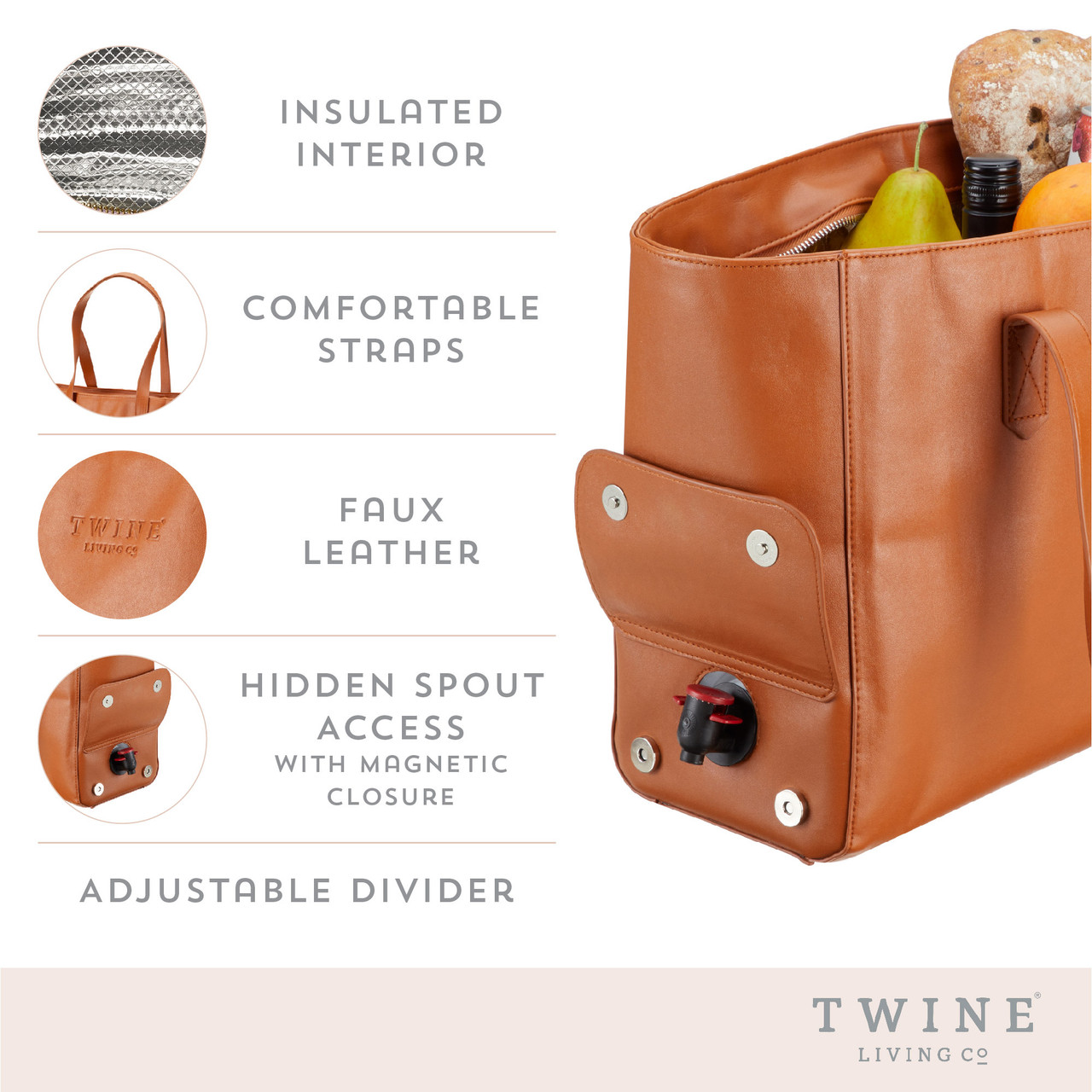 Insulated Wine Tote w/ Spout by Twine Living