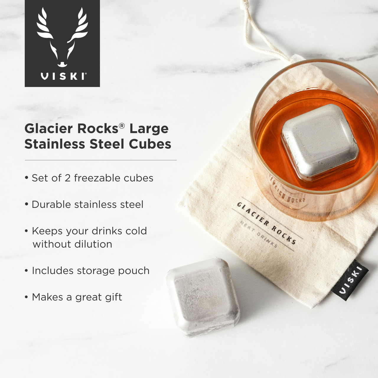 Glacier Rocks® Large Stainless Steel Cubes by Viski®