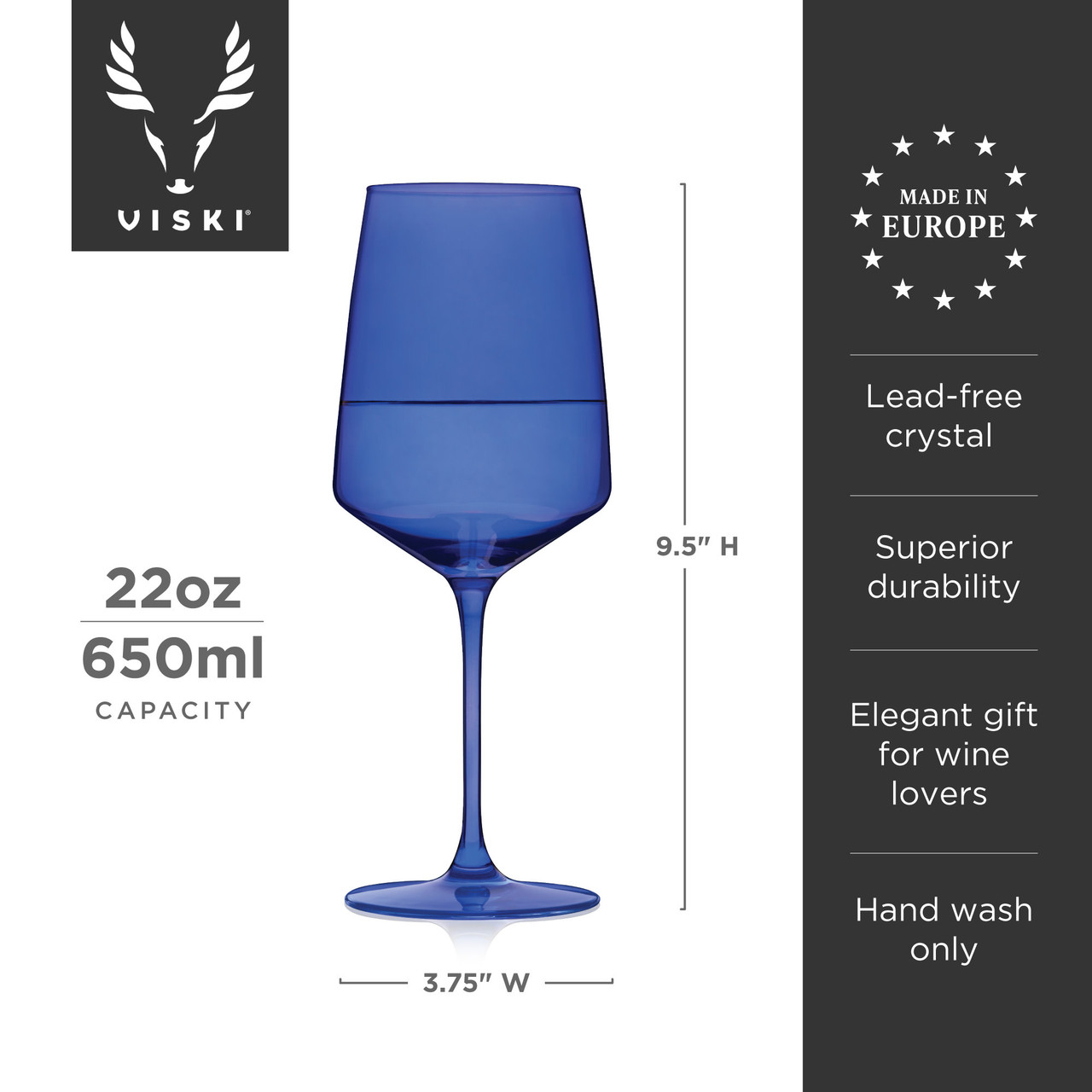 Reserve Nouveau Crystal Wine Glasses in Seaside By Viski (se