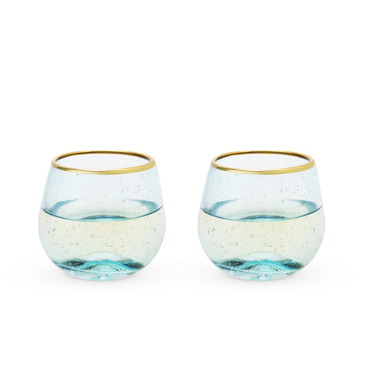 Aqua Bubble Stemless Wine Glass Set by Twine®