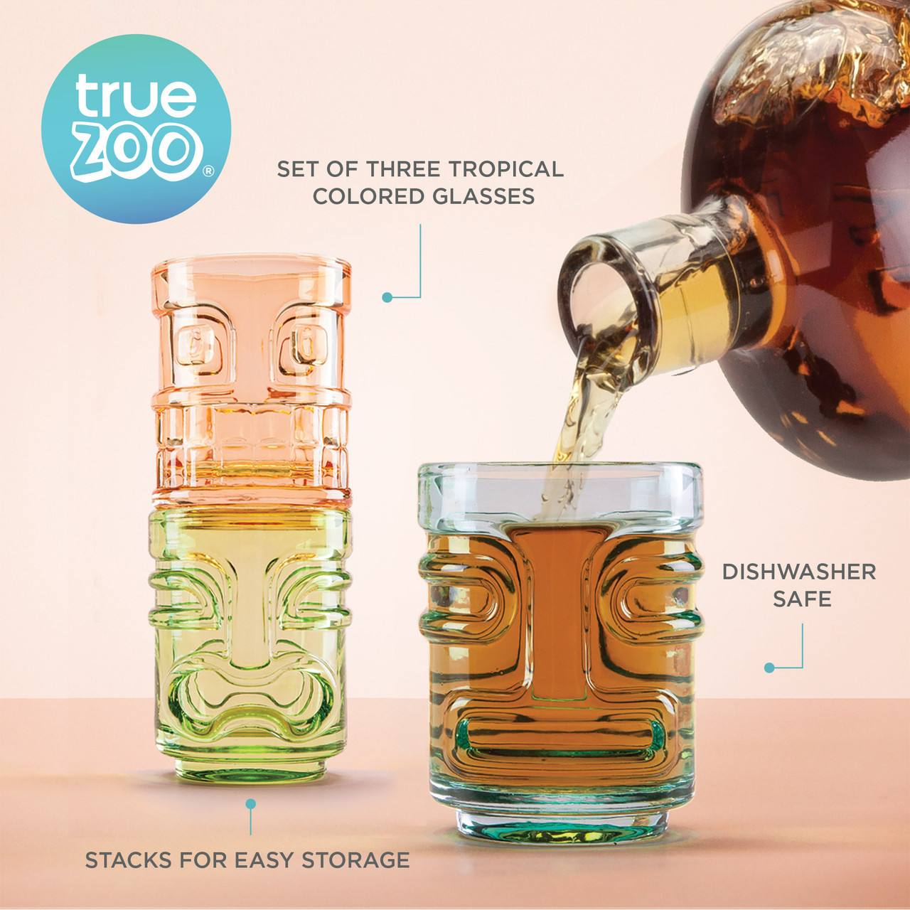 Tiki Trio Shot Glasses, Set of 3 by TrueZoo