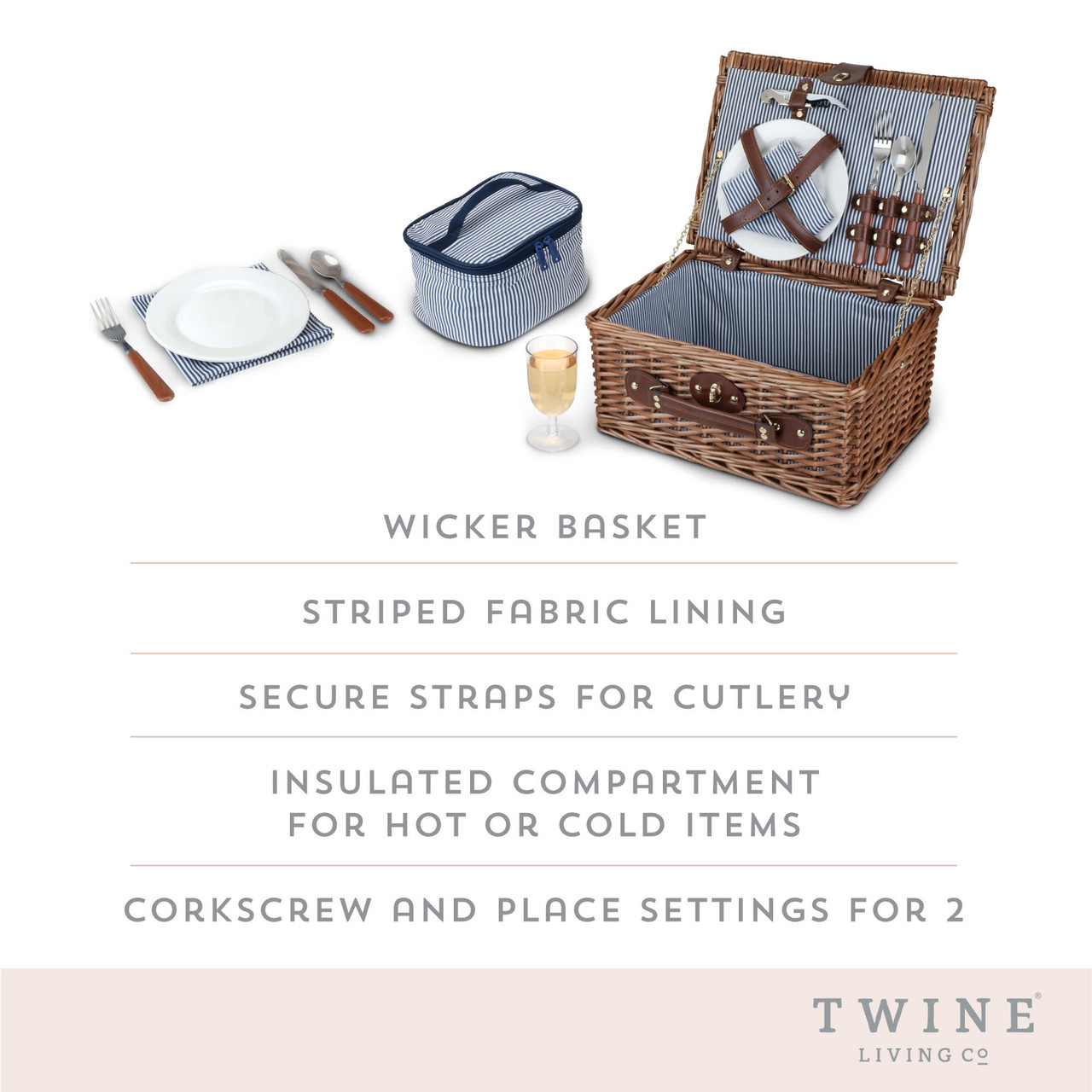 Newport Wicker Picnic Basket by Twine®