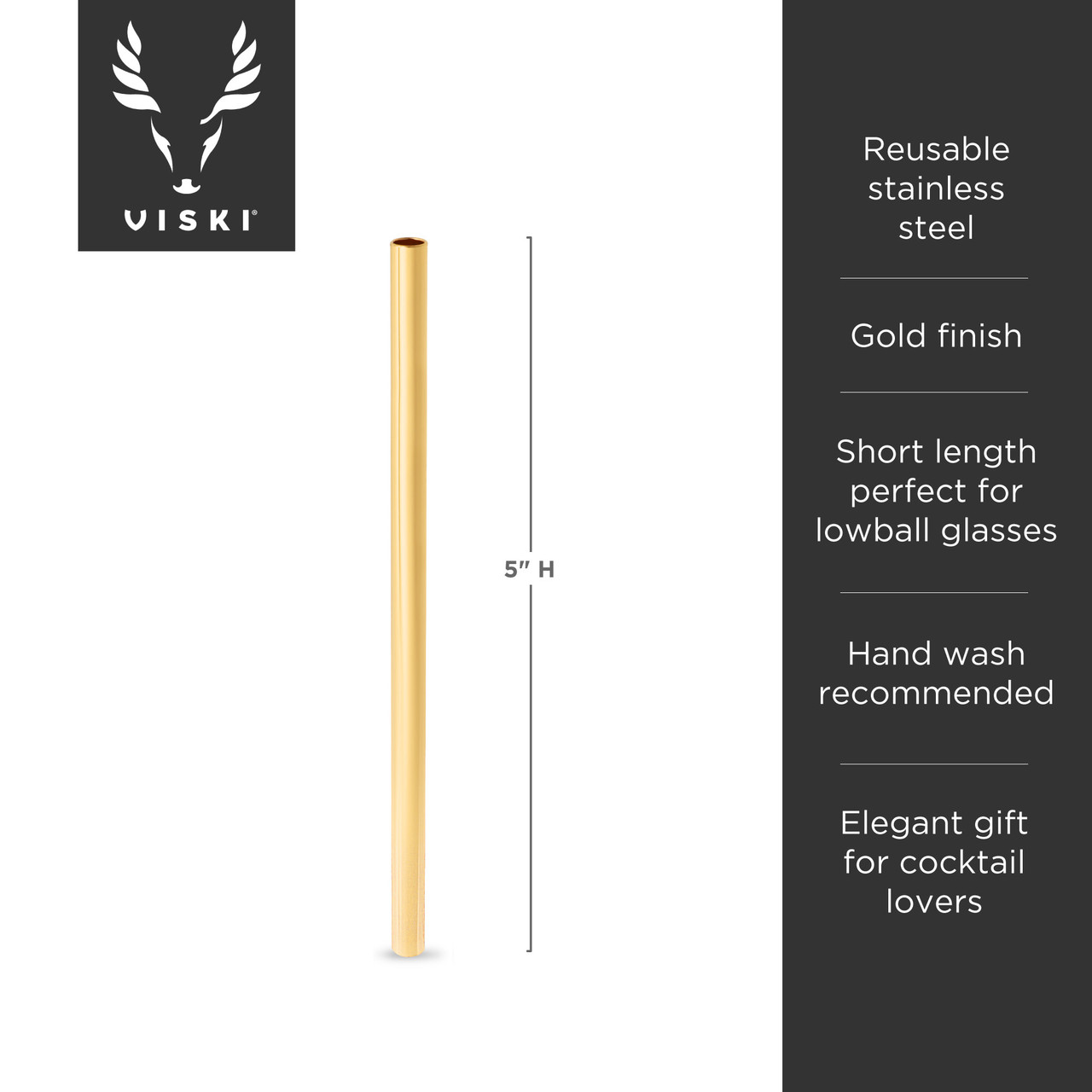 Gold Lowball Straws by Viski