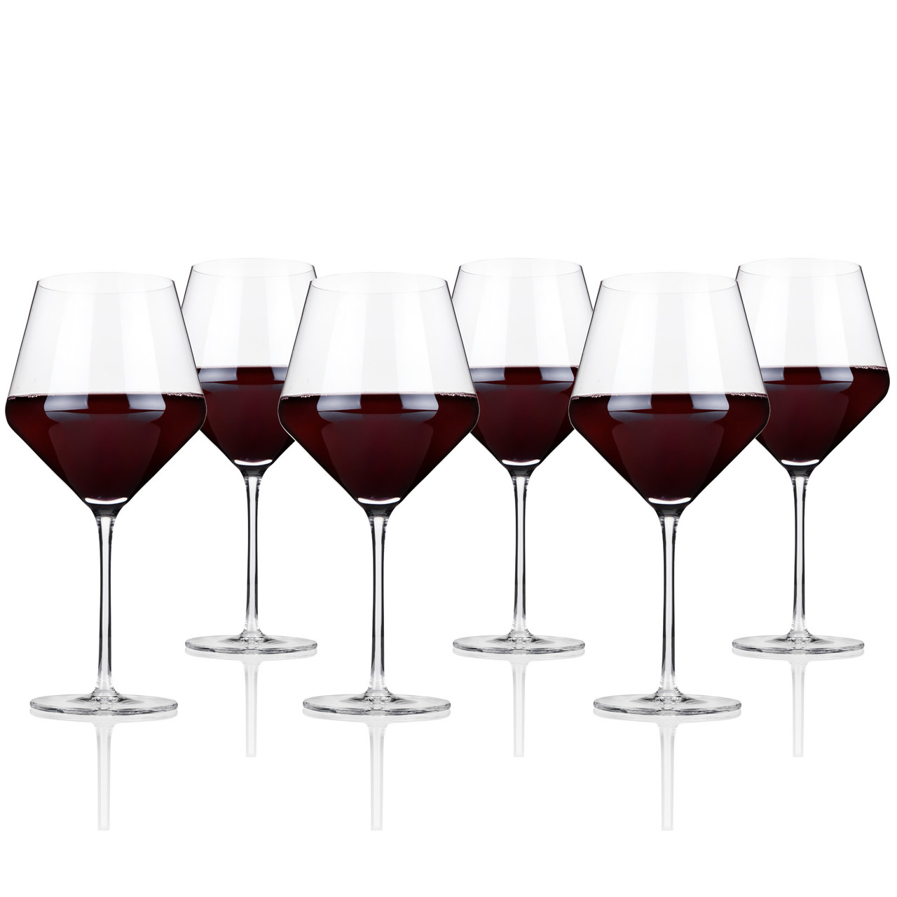 Angled Crystal Burgundy Glasses (Set of 6) by Viski