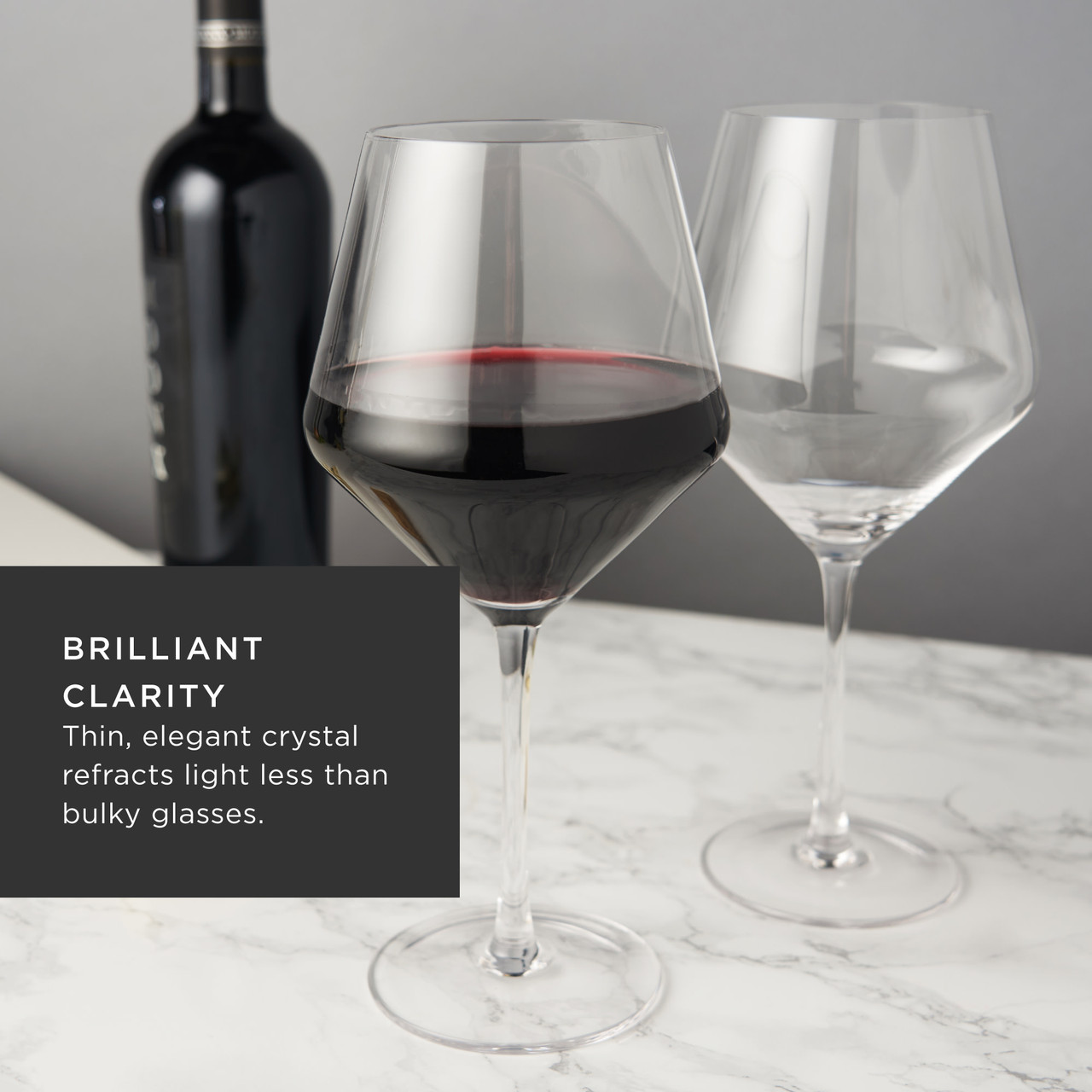 Angled Crystal Burgundy Glasses (Set of 6) by Viski