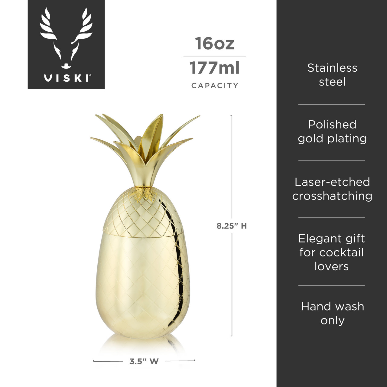 16oz Gold Pineapple Tumbler by Viski®