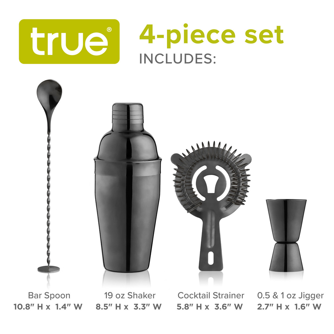 Gunmetal Black Barware Set by True®