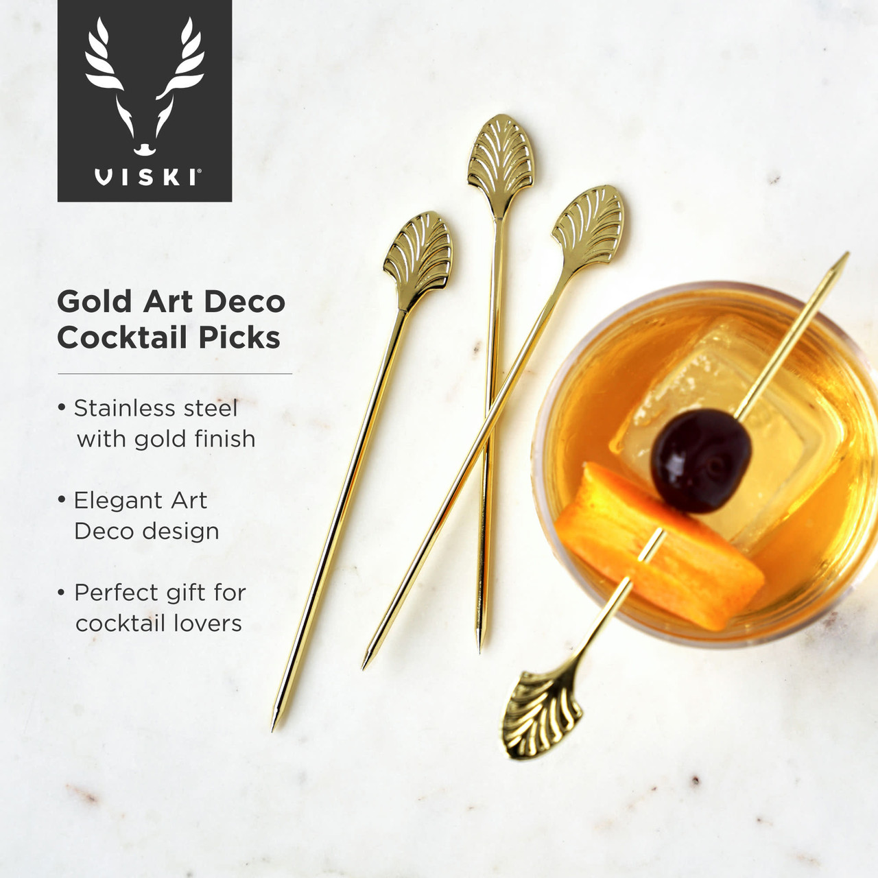 Gold Art Deco Cocktail Picks by Viski®