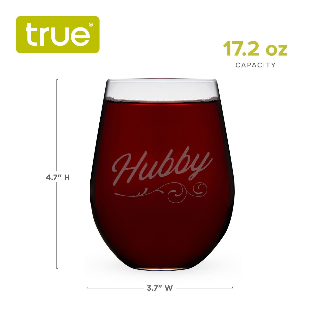 Hubby Script Stemless Wine Glass