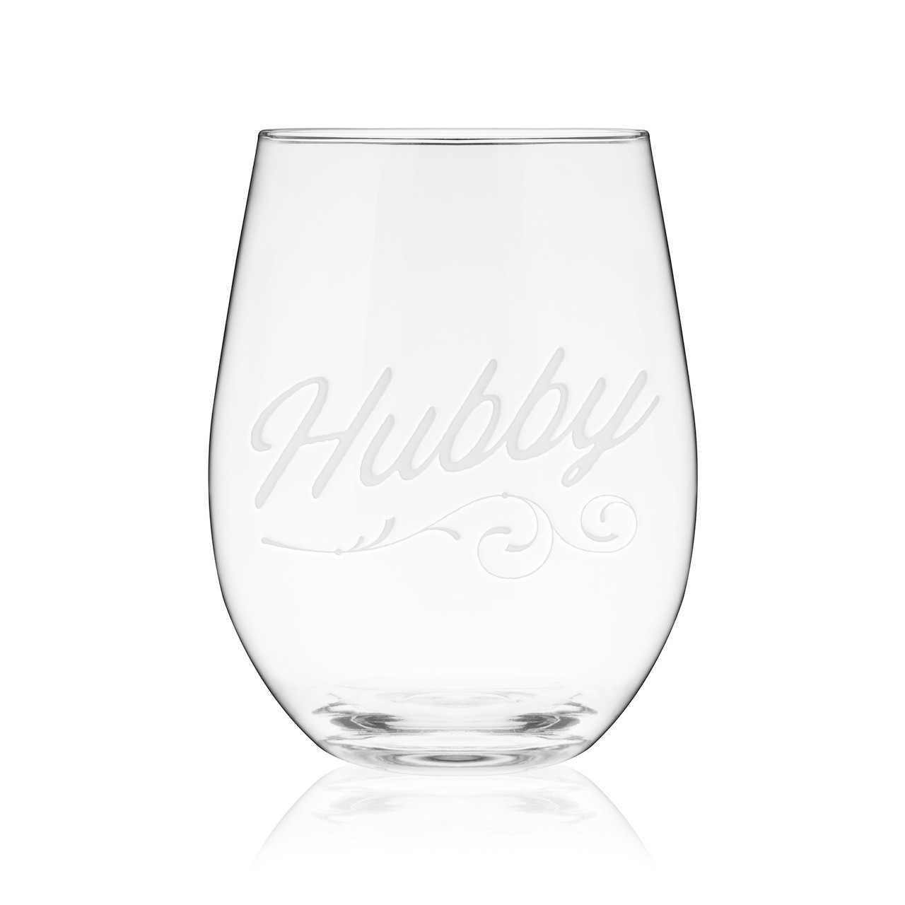 Hubby Script Stemless Wine Glass