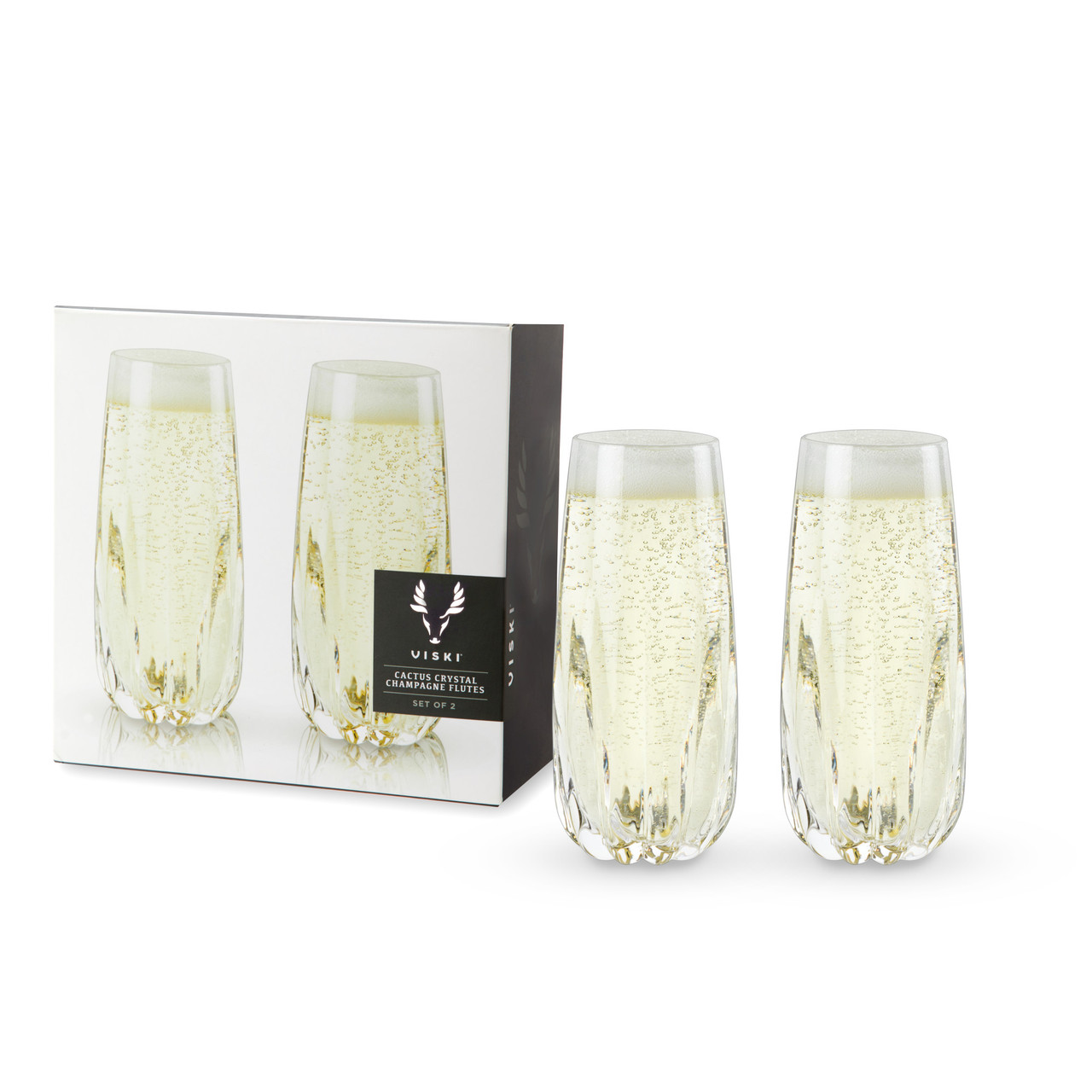 Cactus Crystal Stemless Champagne Flutes by Viski®