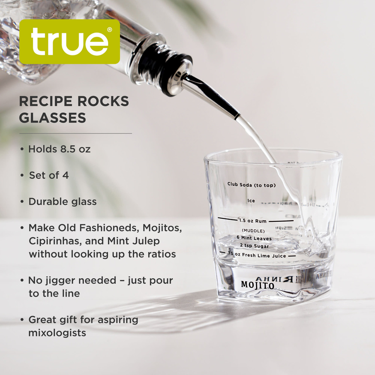 Recipe Rocks Glasses, Set of 4 by True