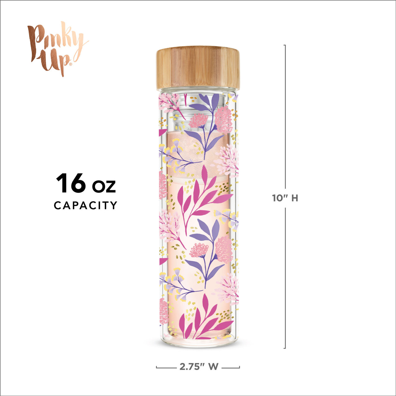 Blair Botanical Bliss Glass Travel Infuser Mug by Pinky Up®