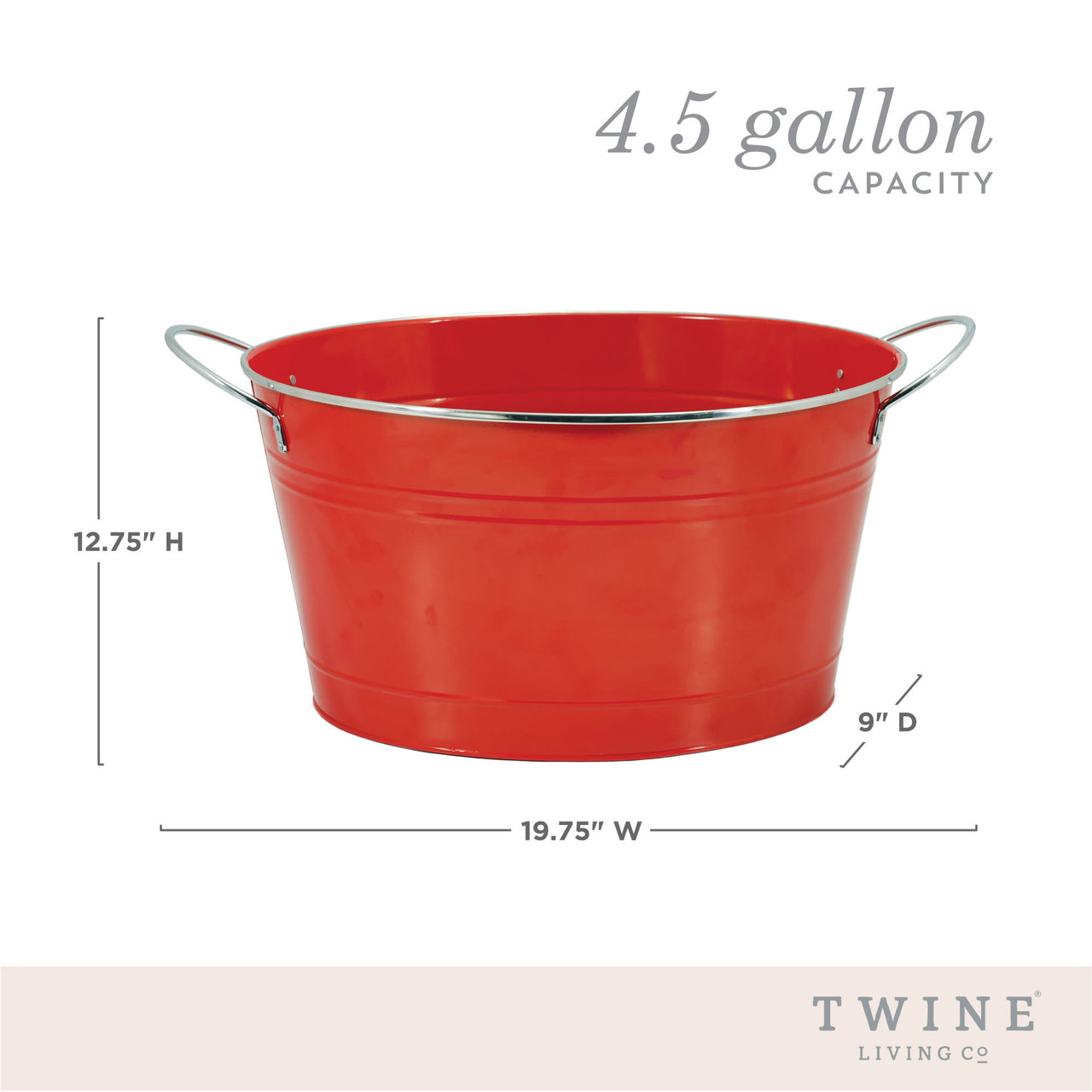 Big Red Galvanized Metal Tub by Twine®