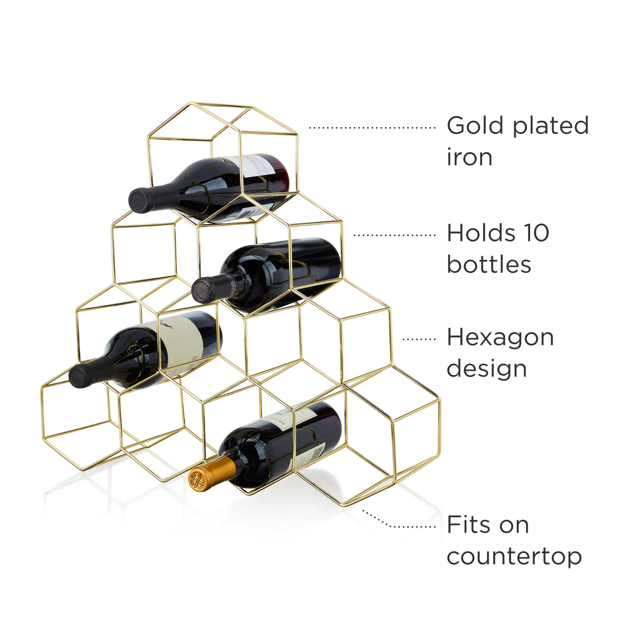 10-Bottle Gold Geo Wine Rack by Viski