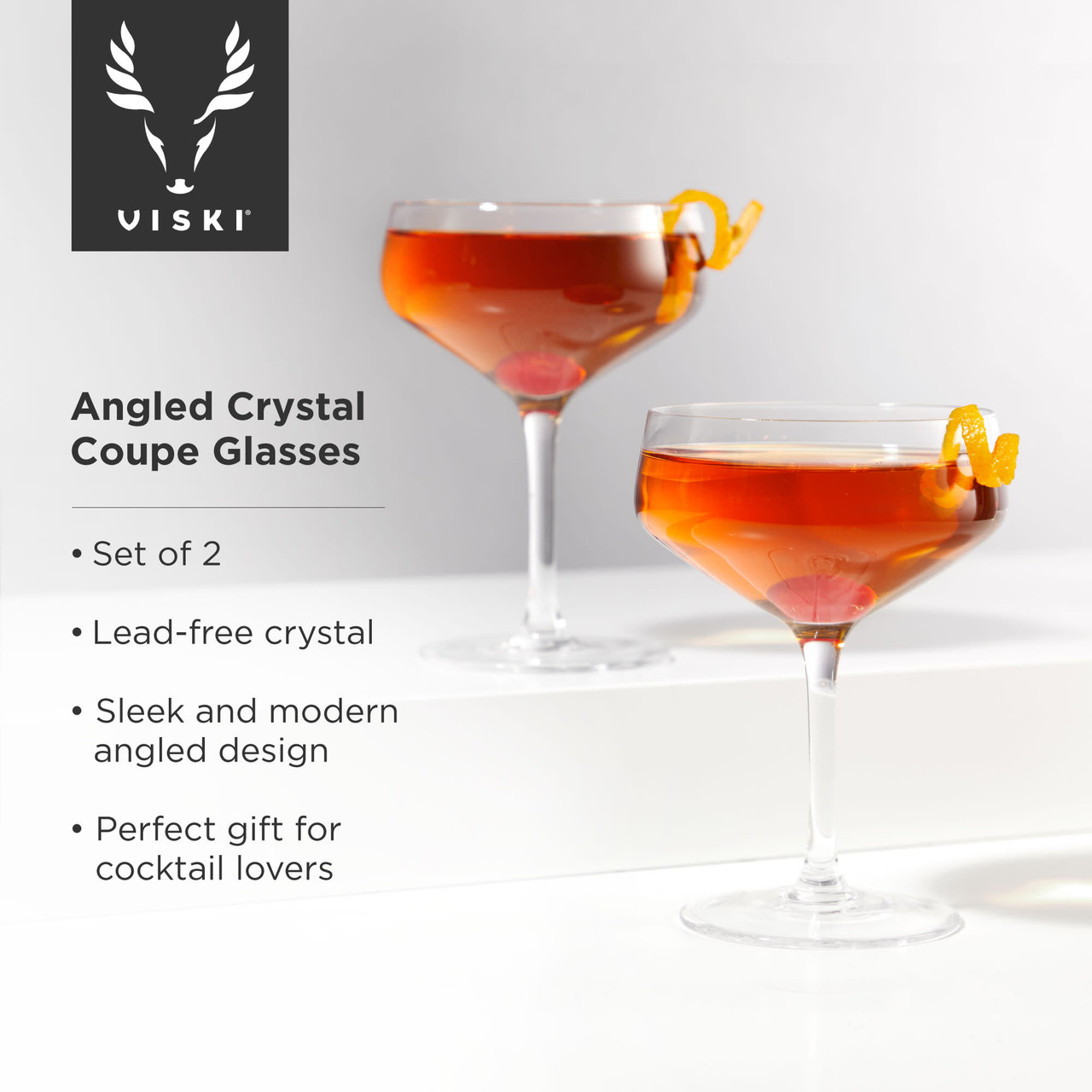 Angled Crystal Coupe Glasses by Viski®