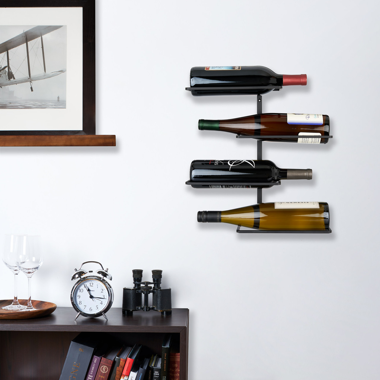 Four Bottle Wall Mounted Wine Rack by True