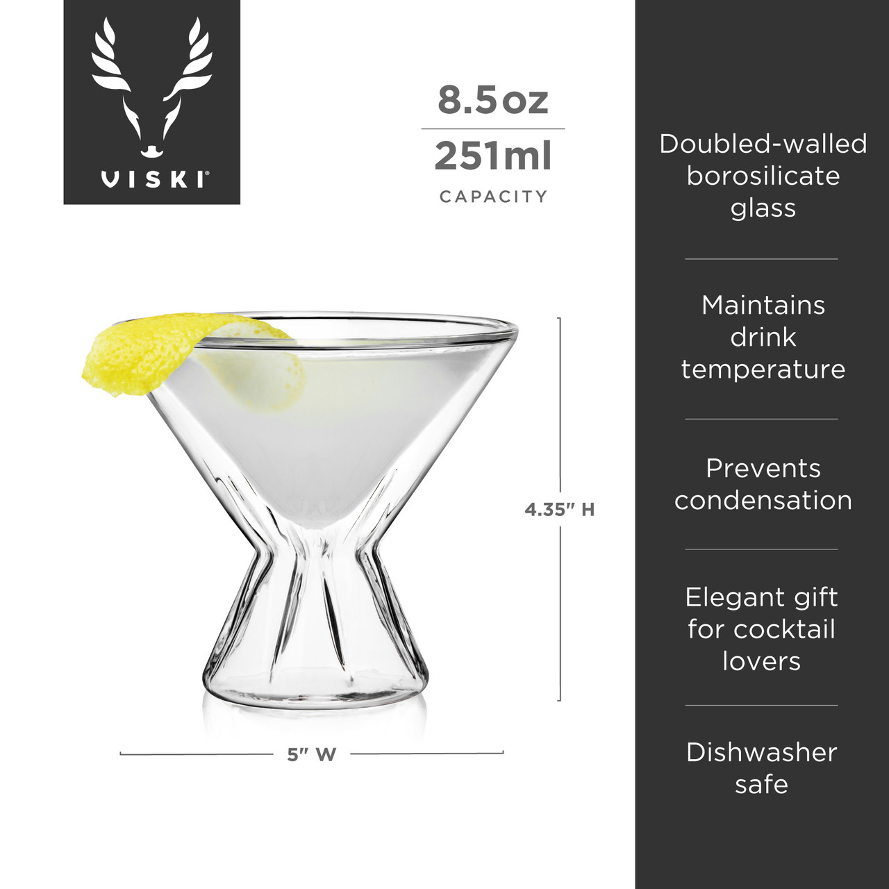 Double Walled Martini Glasses by Viski