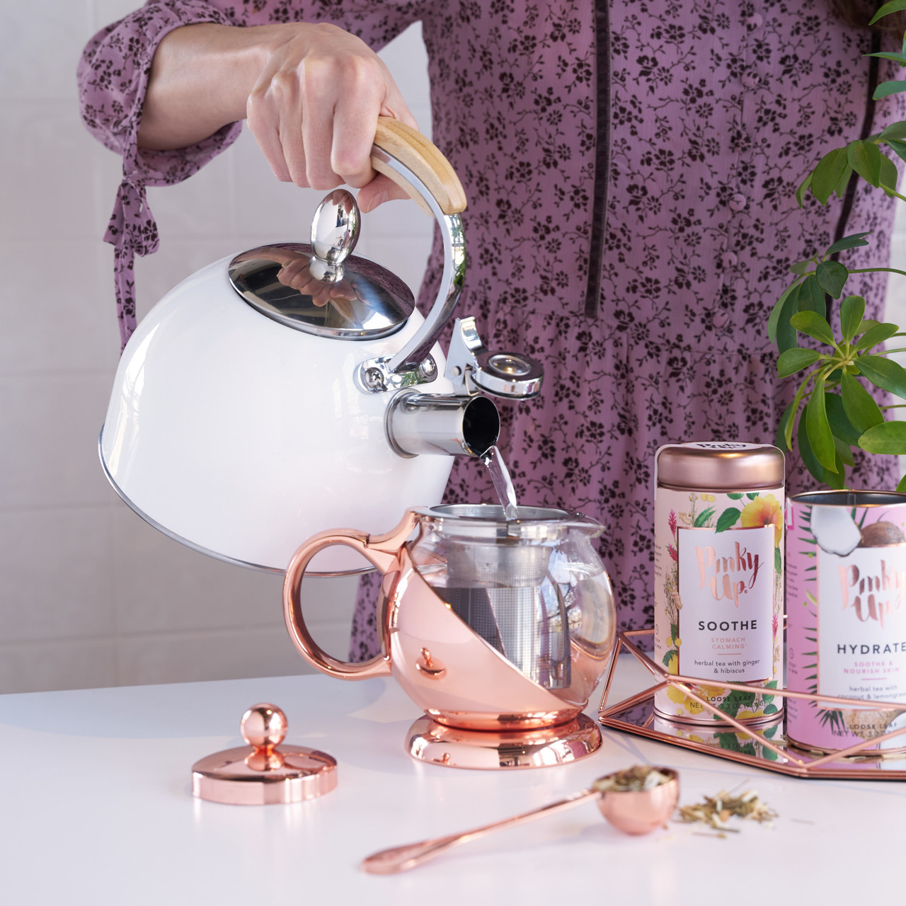 Presley Tea Kettle in Rose Gold by Pinky Up