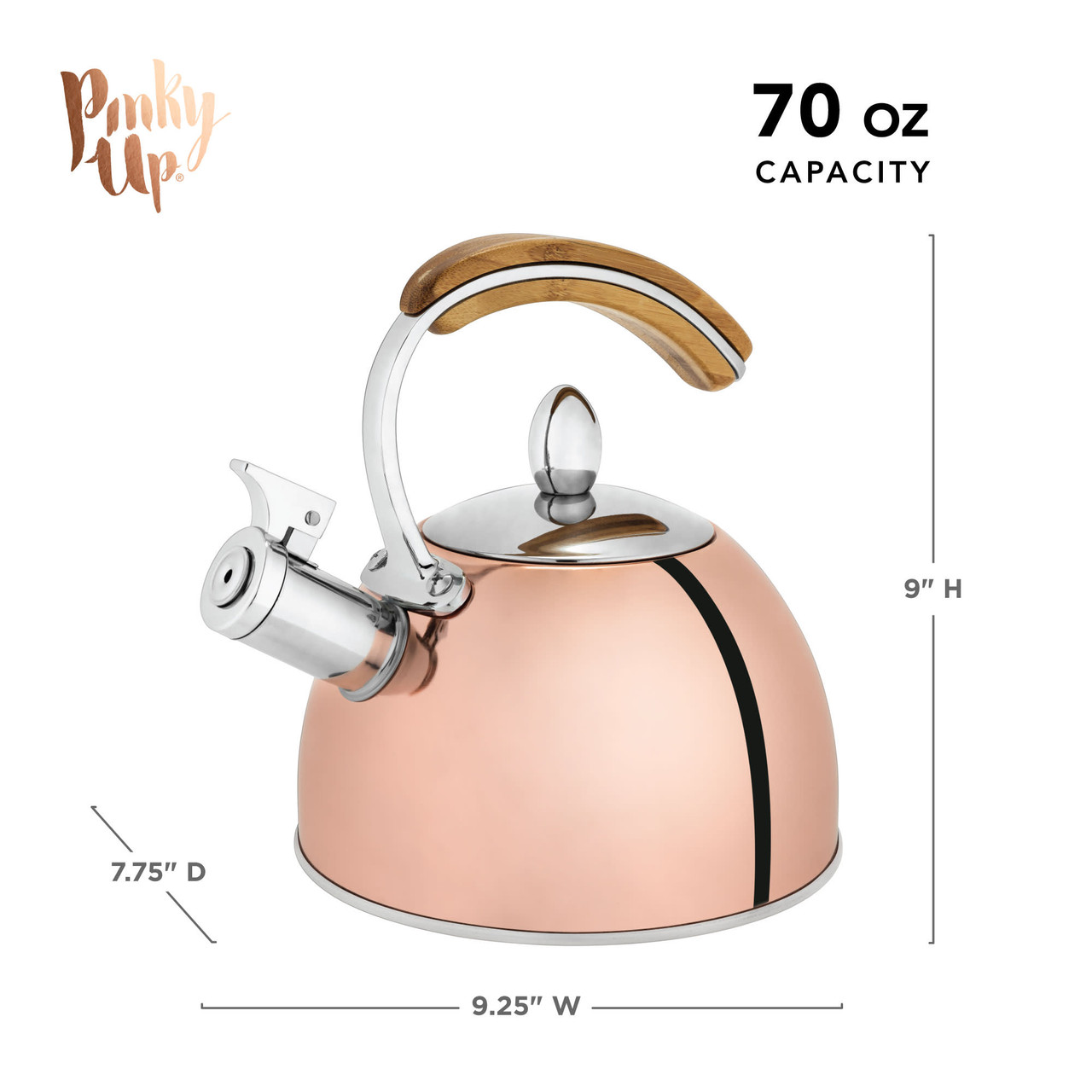 Presley Tea Kettle in Rose Gold by Pinky Up