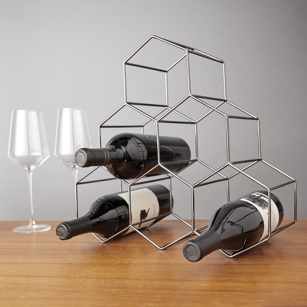 Gunmetal Geo Counter Top Wine Rack by Viski®