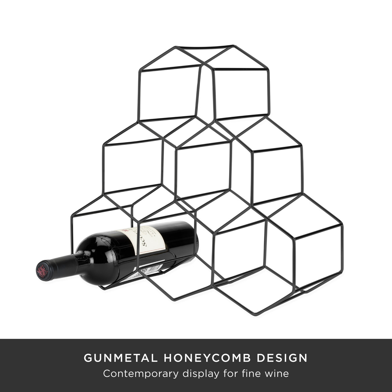 Gunmetal Geo Counter Top Wine Rack by Viski®