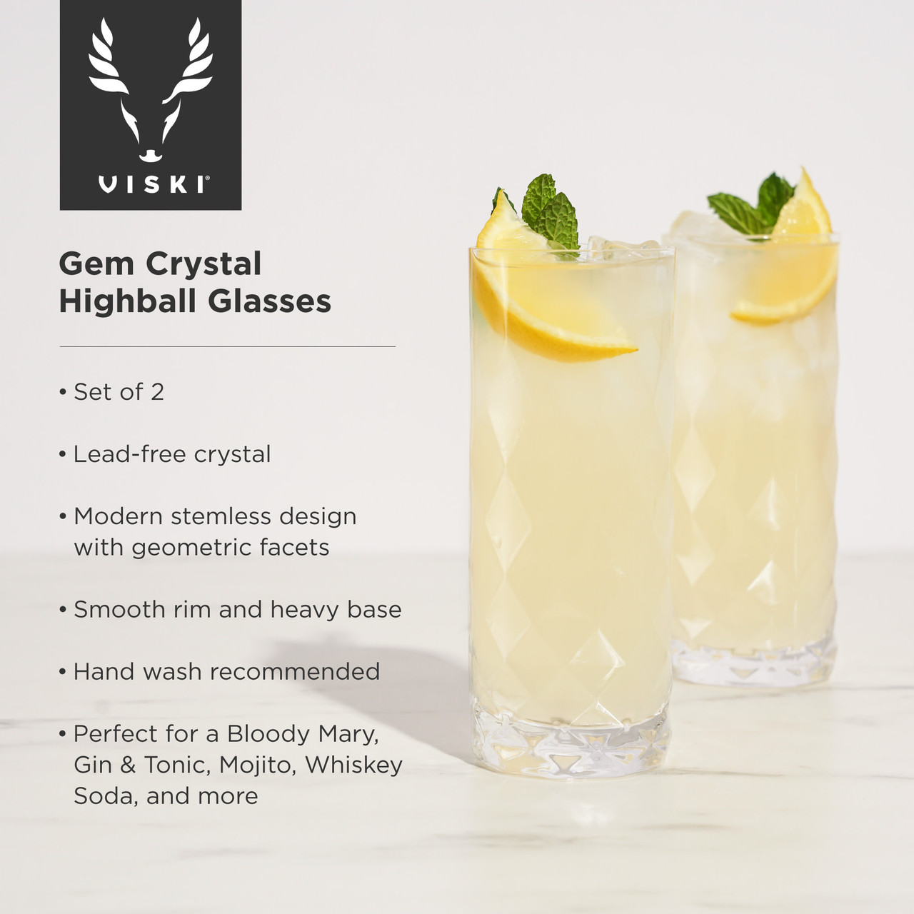 Gem Crystal Highball Glasses by Viski®