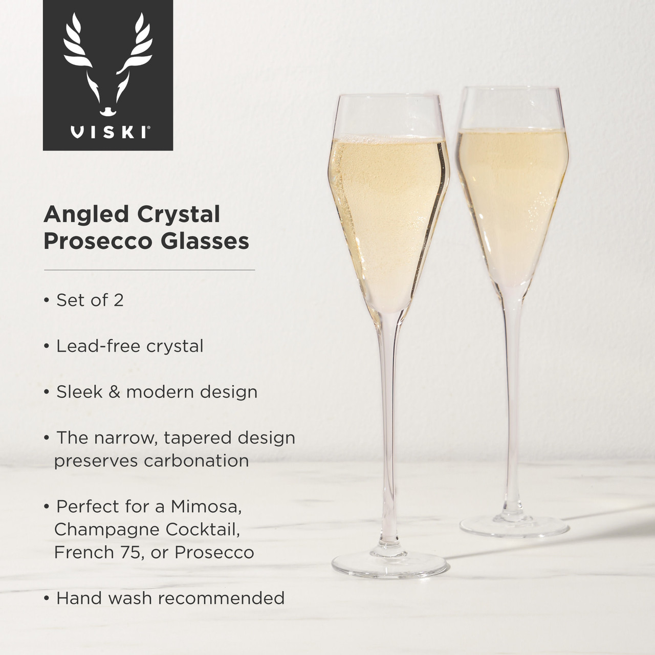 Angled Crystal Prosecco Glasses by Viski®