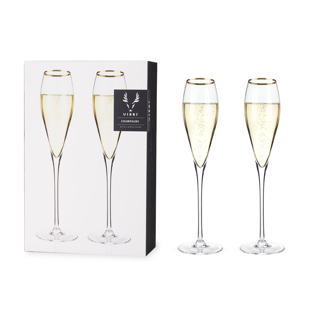 Gold-Rimmed Crystal Champagne Flutes by Viski®