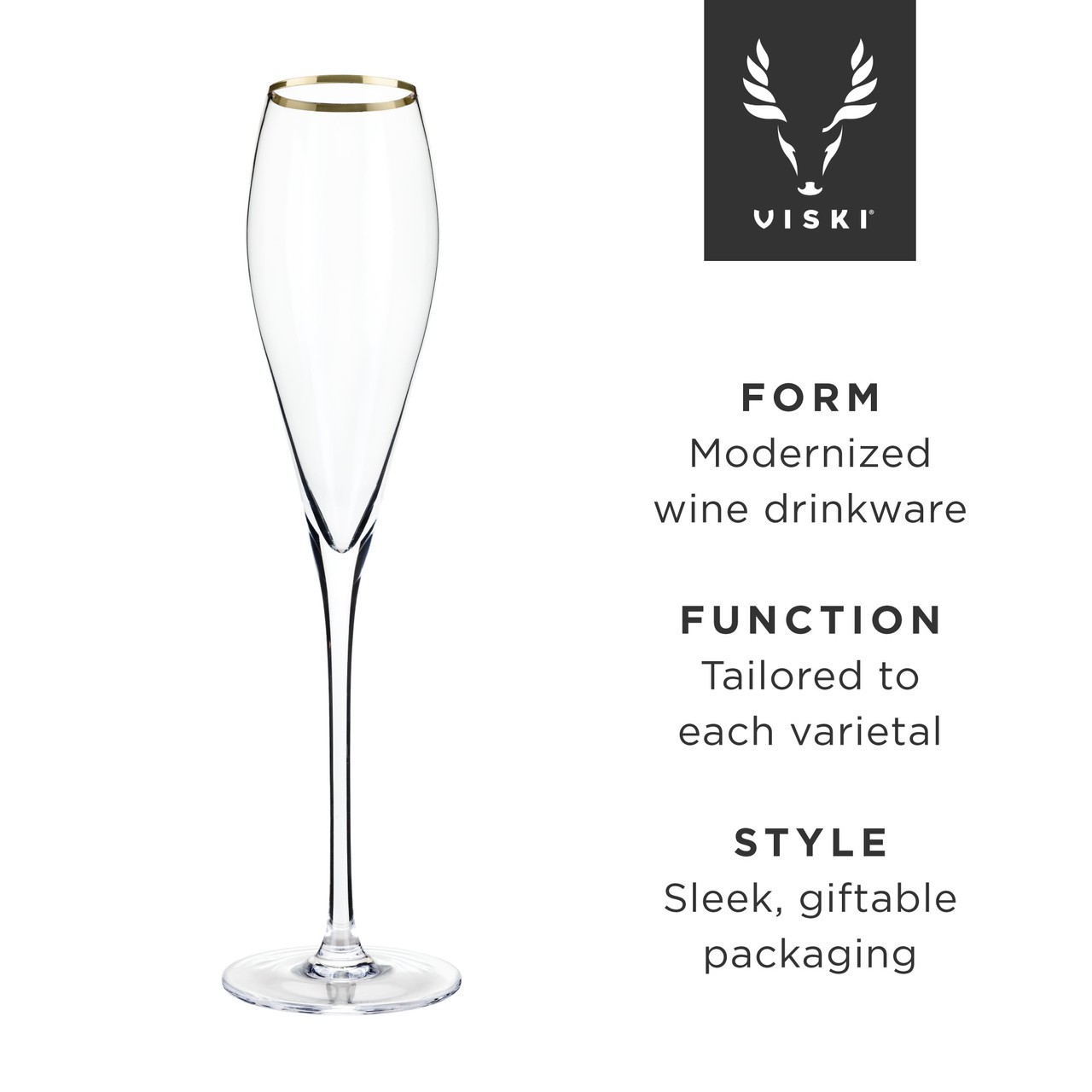 Gold-Rimmed Crystal Champagne Flutes by Viski®