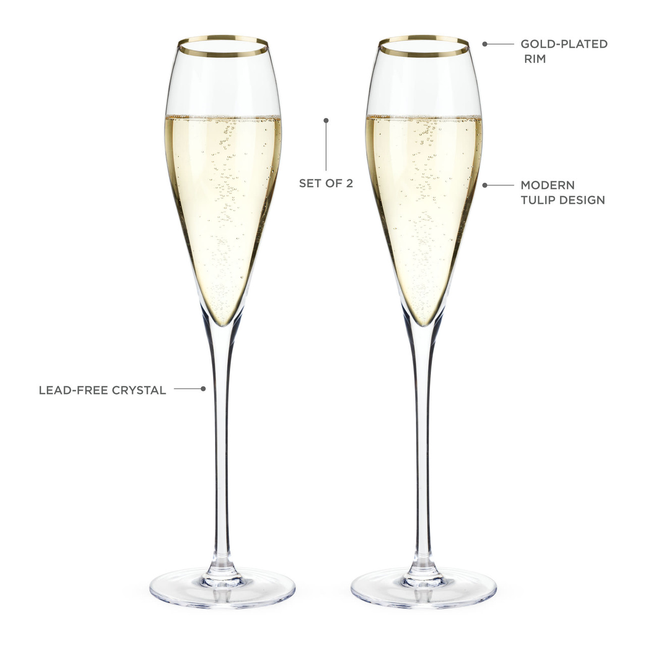 Gold-Rimmed Crystal Champagne Flutes by Viski®