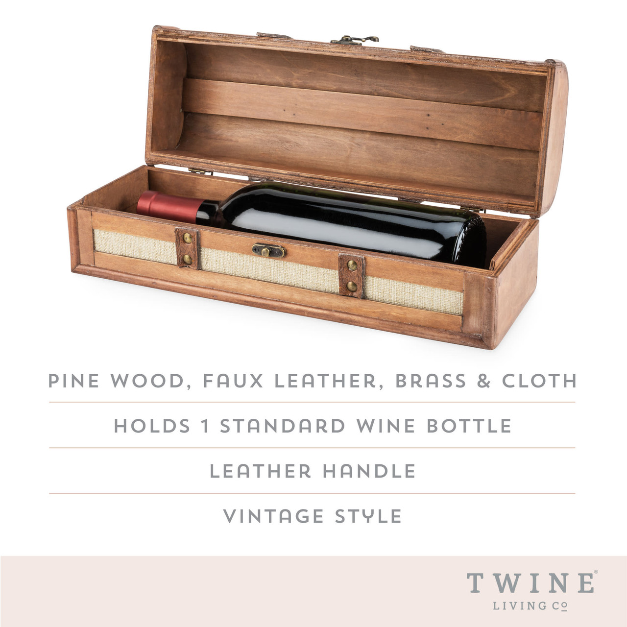 1-Bottle Vintage Striped Trunk Wine Box by Twine®