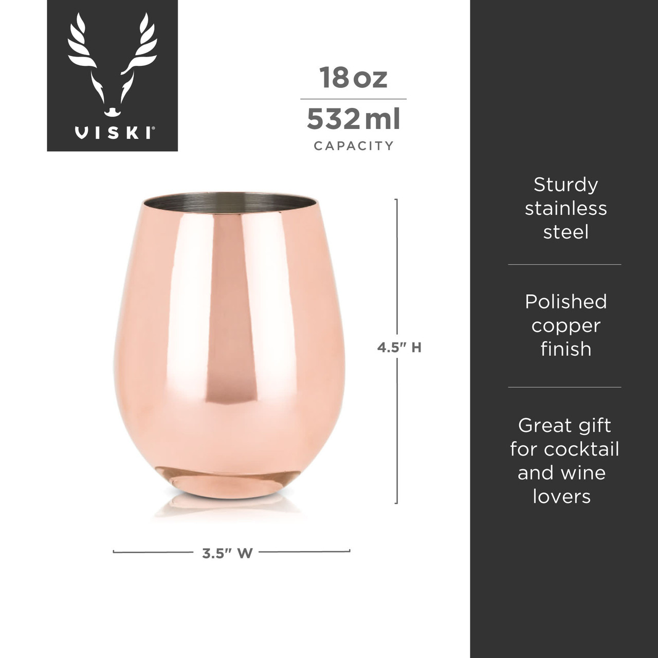 Copper Stemless Wine Glasses by Viski®