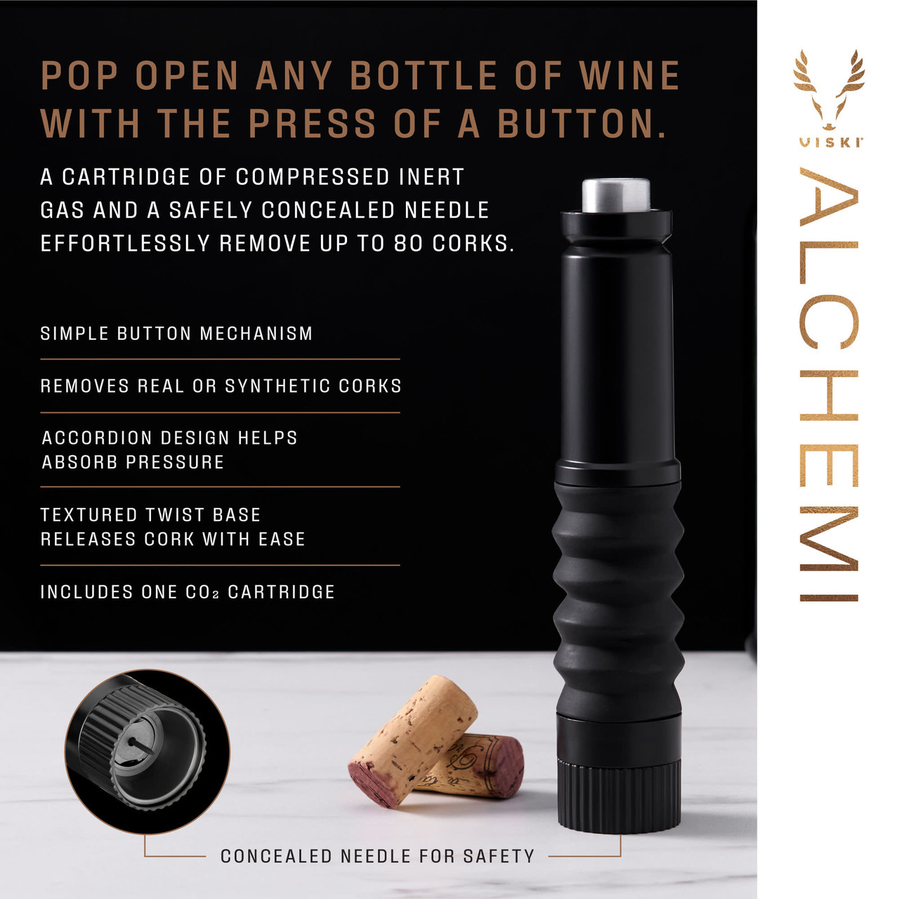 Alchemi CO2 Cork Remover by Viski