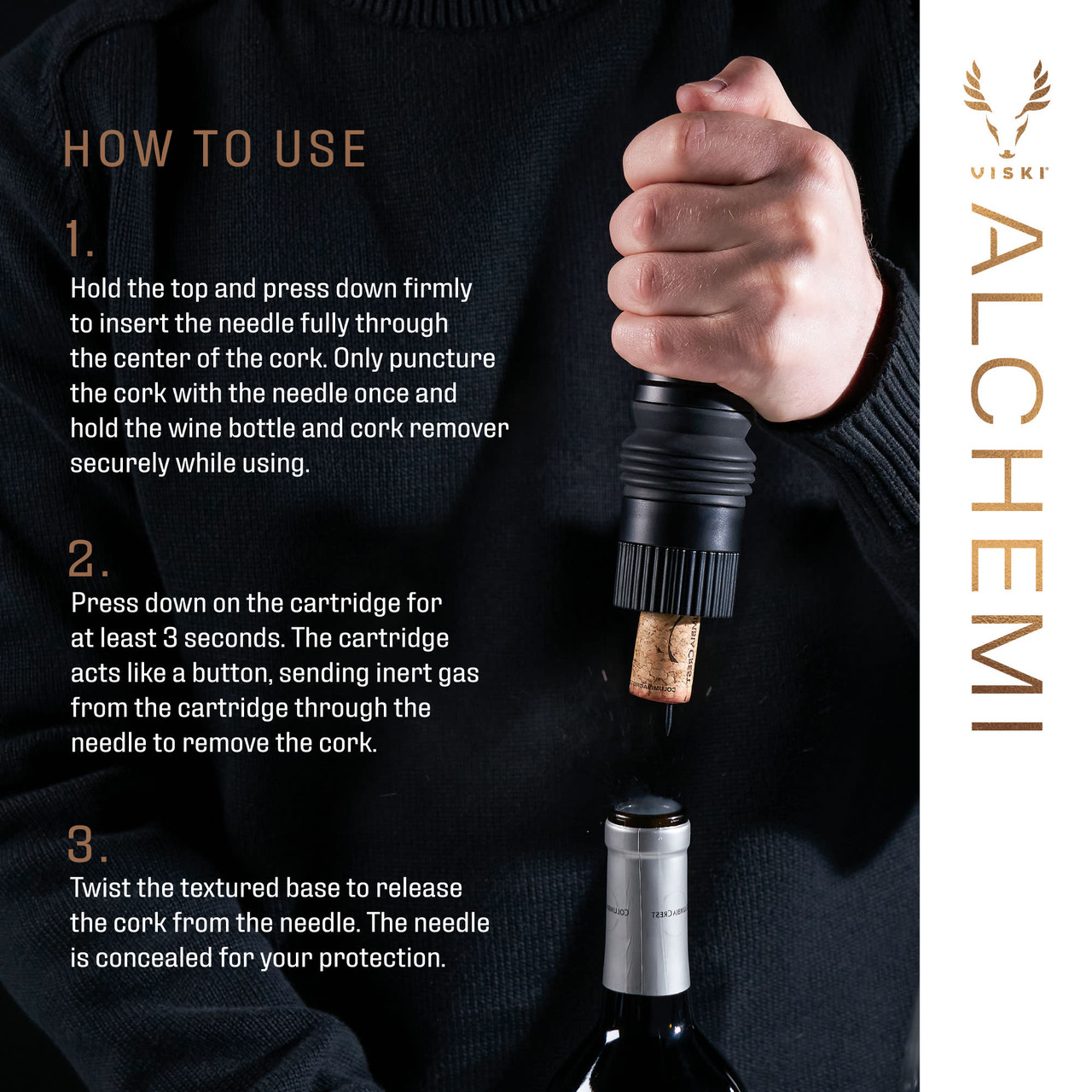 Alchemi CO2 Cork Remover by Viski