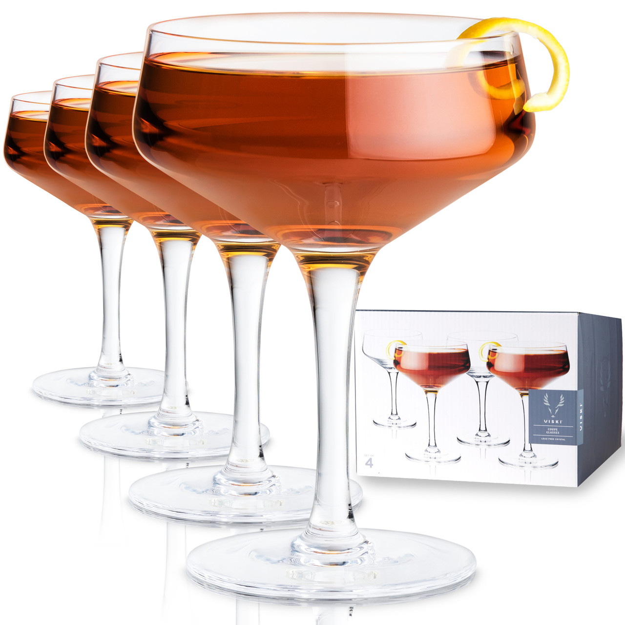 Angled Crystal Coupe Glasses (set of 4) by Viski®