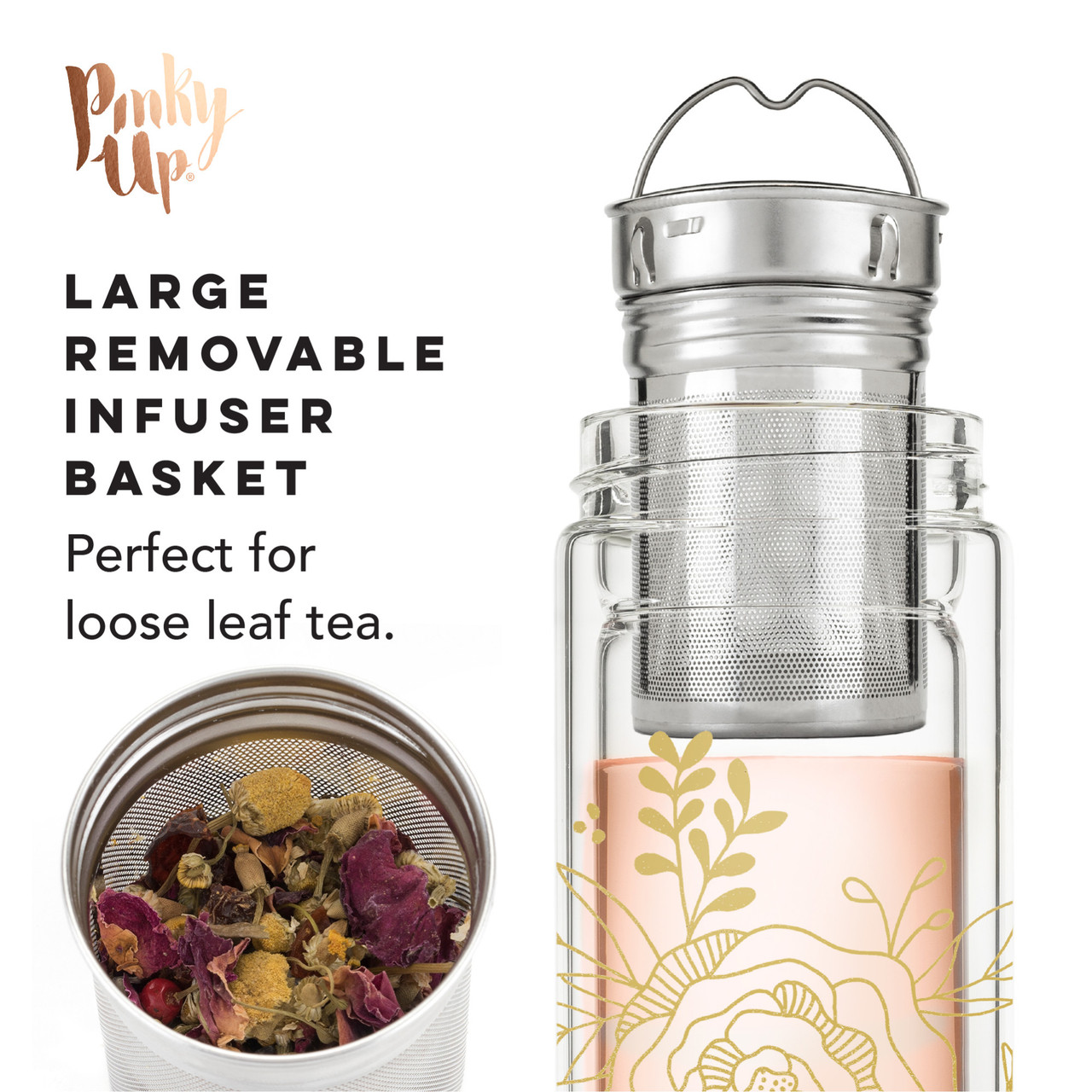 Blair Bouquet Glass Travel Infuser Mug by Pinky Up®