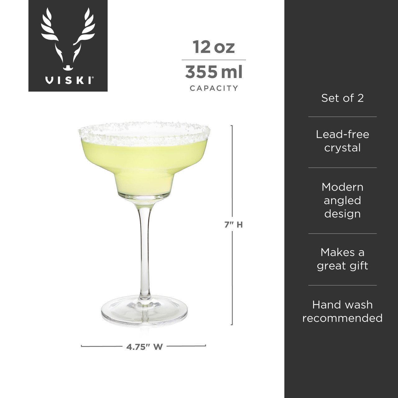 Angled Crystal Margarita Glasses by Viski®