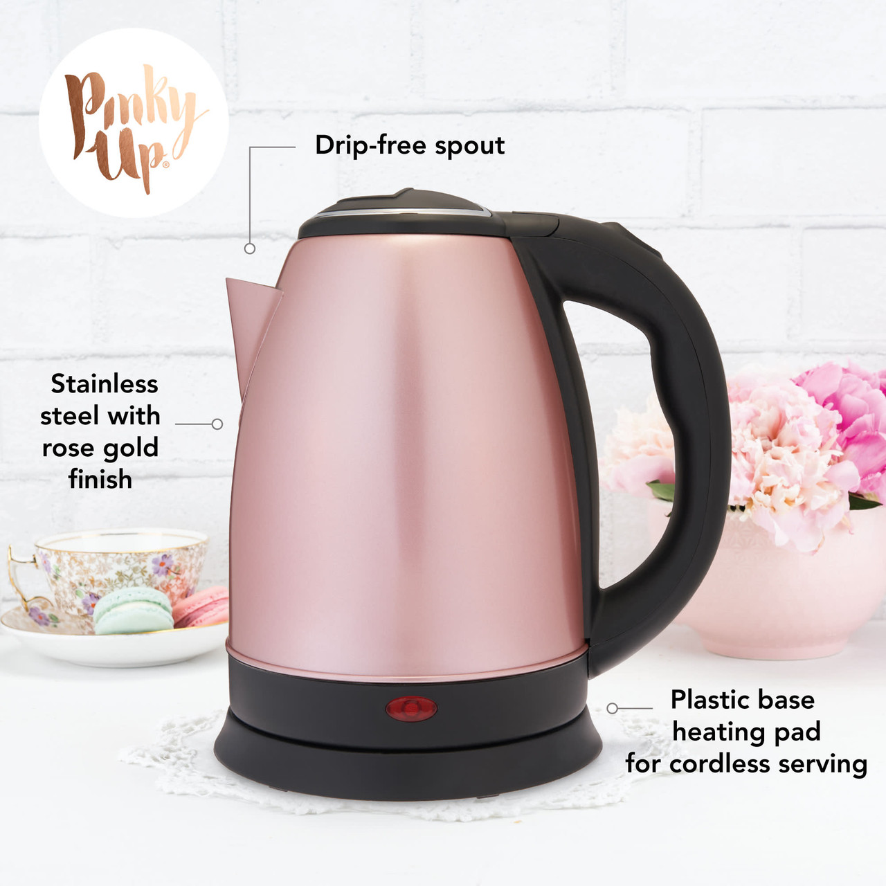 Parker Rose Gold Electric Tea Kettle by Pinky Up