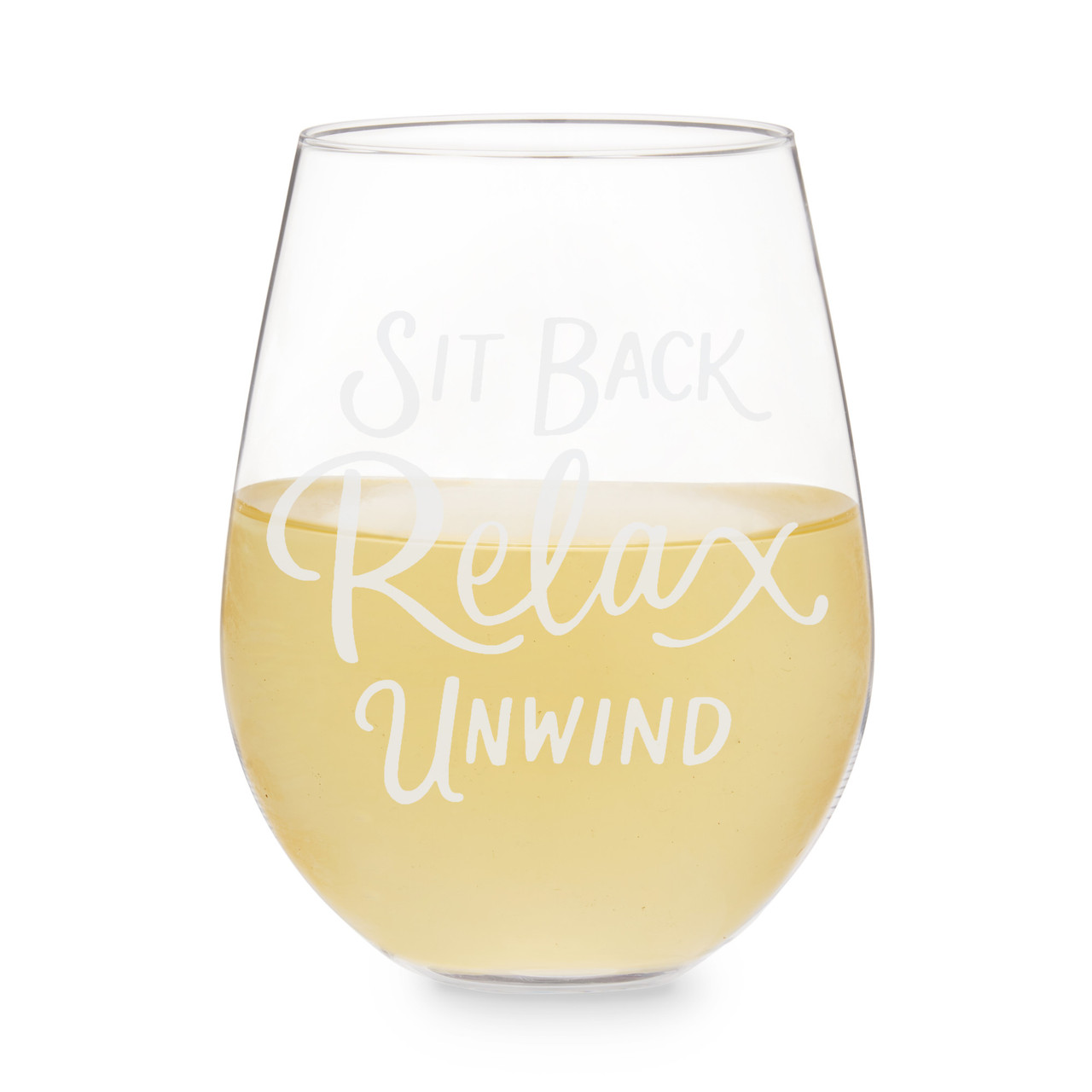 Sit Back and Relax Stemless Wine Glass by Twine®