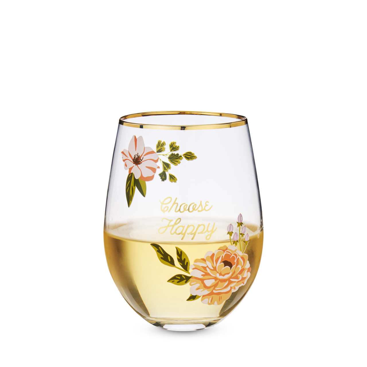 Choose Happy Stemless Wine Glass by Twine®